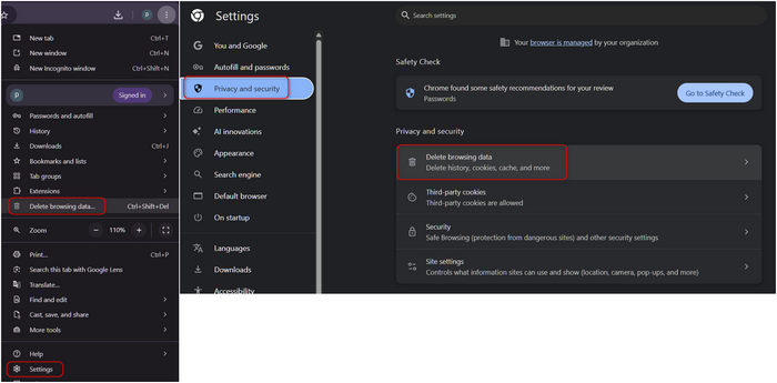 Delete Browsing Data In Chrome