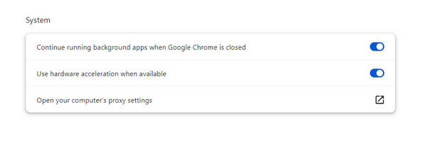 Accélération matérielle Google désactivée