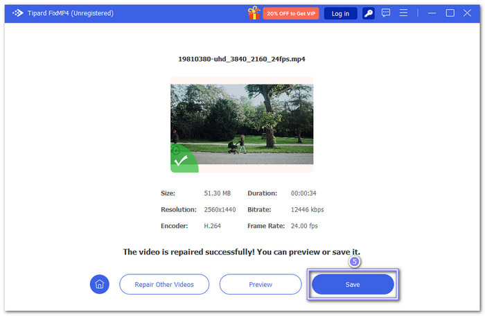 Guarde su video congelado reparado