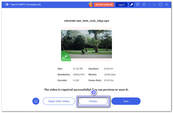 Mira el video reparado