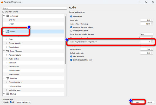 Option de désynchronisation audio