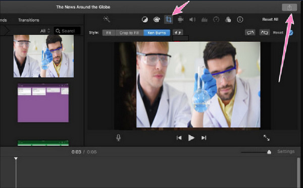 iMovie перевернуть видео