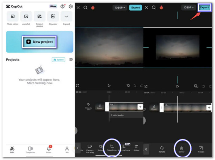 Capcut Flip Videos on iPhone
