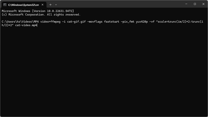 將 Gif 轉換為 MP4 FFmpeg