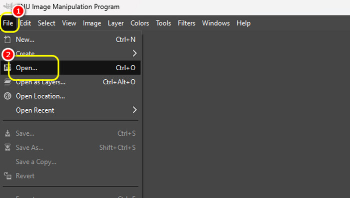 File Open Add File GIMP