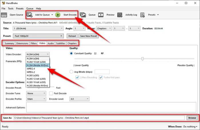 Handbrake Codec
