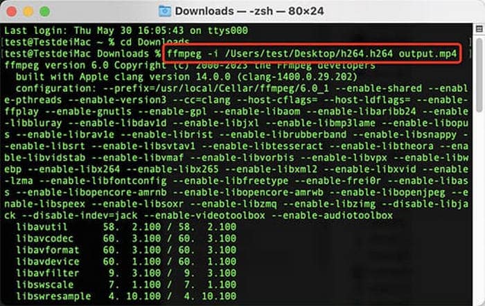Utilizzo di Ffmpeg