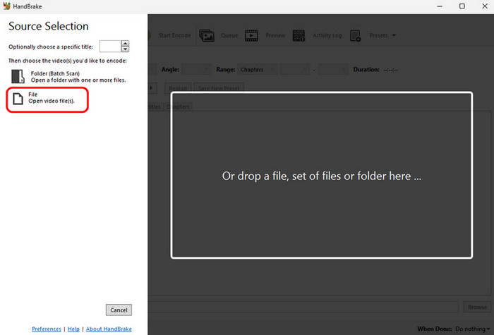 File Button Handbrake