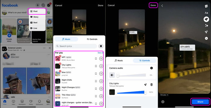 Add Music Facebook Story