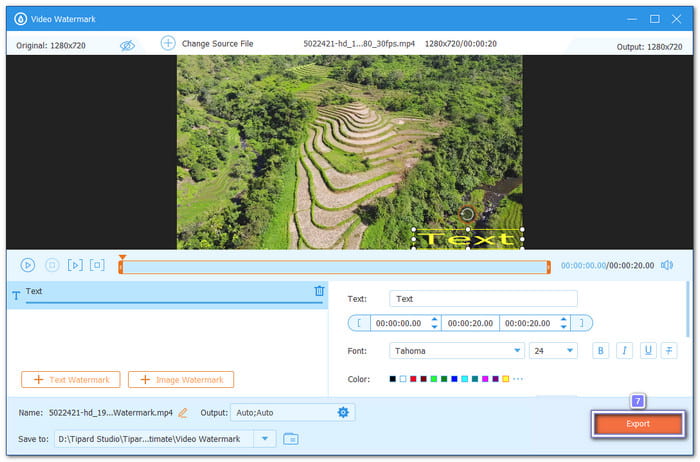 Save Video With Text Watermark