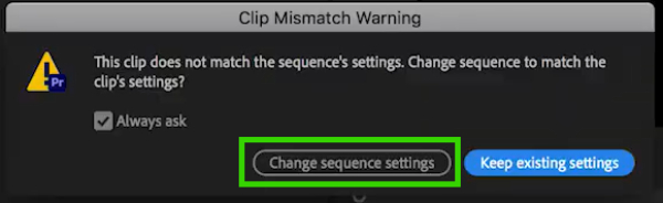 Premiere Aspect Ratio Change Sequence Settings