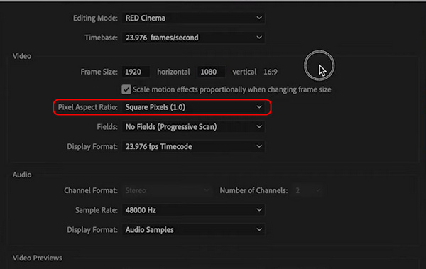 Premiere Aspect Ratio New Sequence Settings