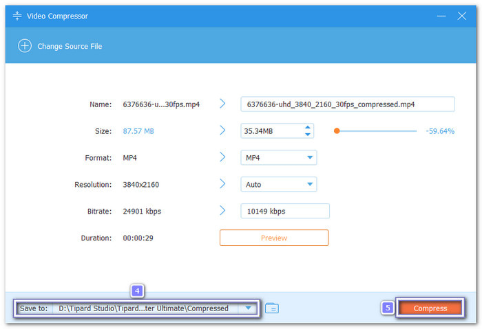 قم بضغط وحفظ فيديو 4K الخاص بك
