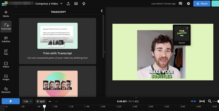 Compress Video VIA Kapwing