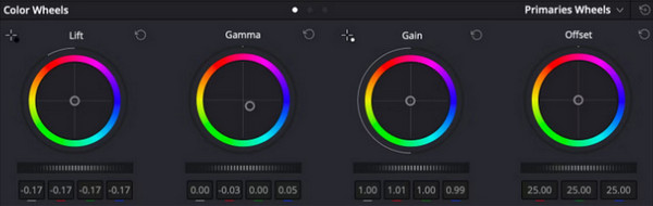 DaVinci Color Wheels Adjust