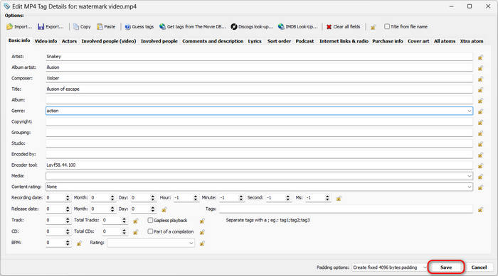 Edit Video Metadata with MP4 Video & Audio Tag Editor