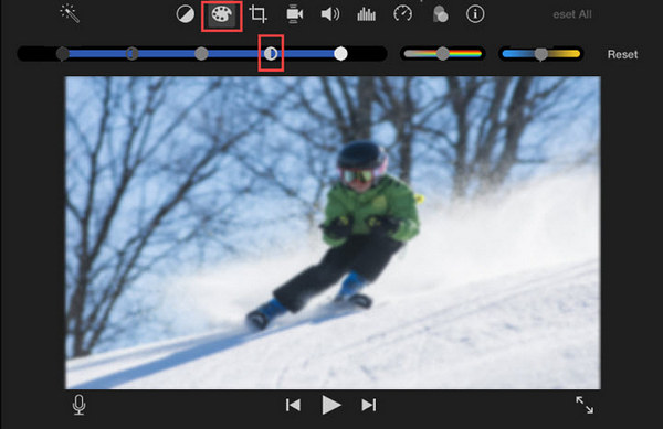 iMovie اضبط التباين