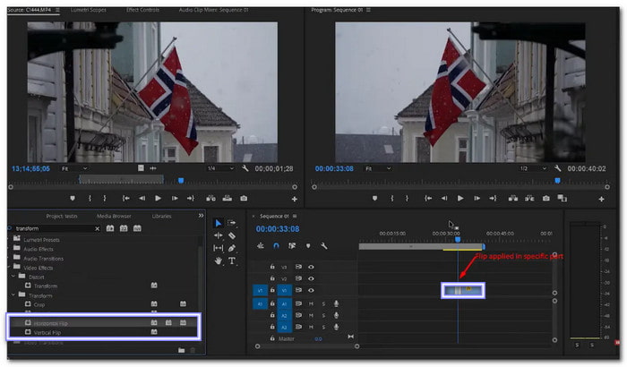 Flip One Portion Of A video in Premiere Pro