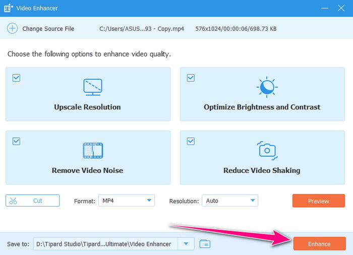 Tap Enhance Button Tipard