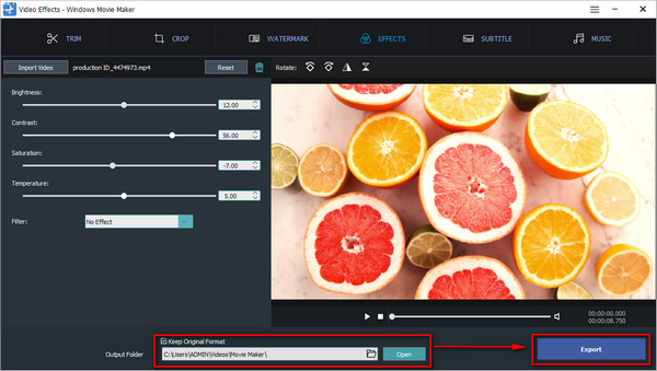 Video di esportazione di Windows Movie Maker