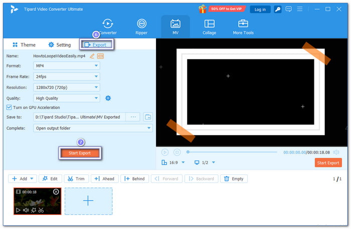 Export Your New Looped Video