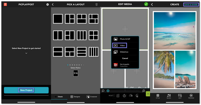 Picplaypost Make Collage on iPhone