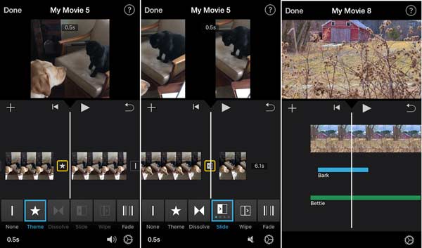 Aggiungi transizioni iMovie