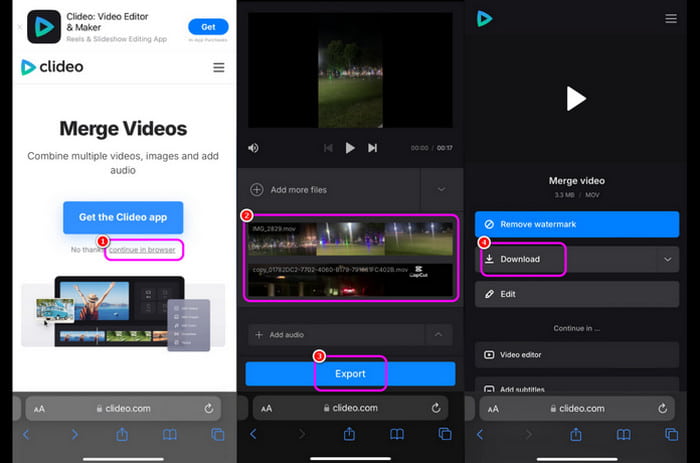 Merge Videos Online Clideo
