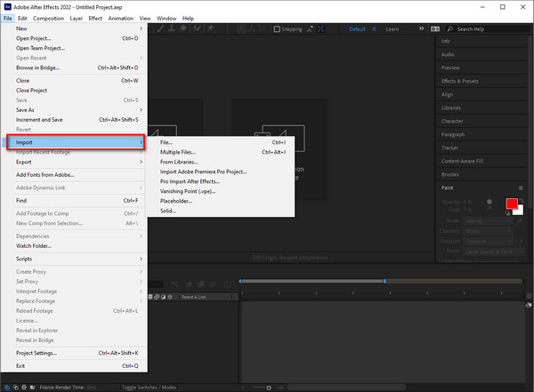 After Effects import video