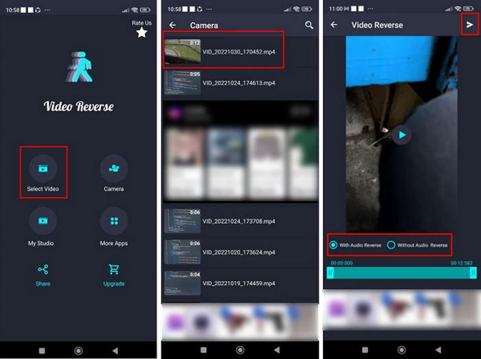 Android 上的反向視頻