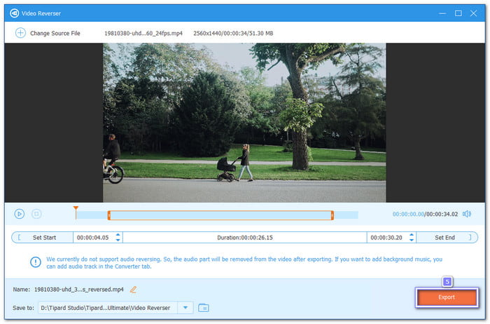 Export Your Reversed Video