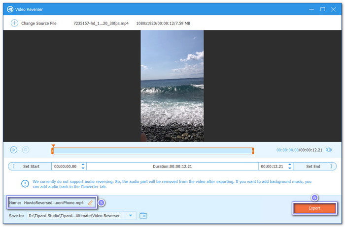 Export Your Reversed Video