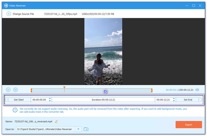 Set How Long The Reversed Video to Be