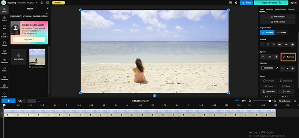 Vidéo inversée de Kapwing
