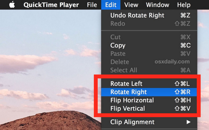 Quicktime 播放器旋轉視頻