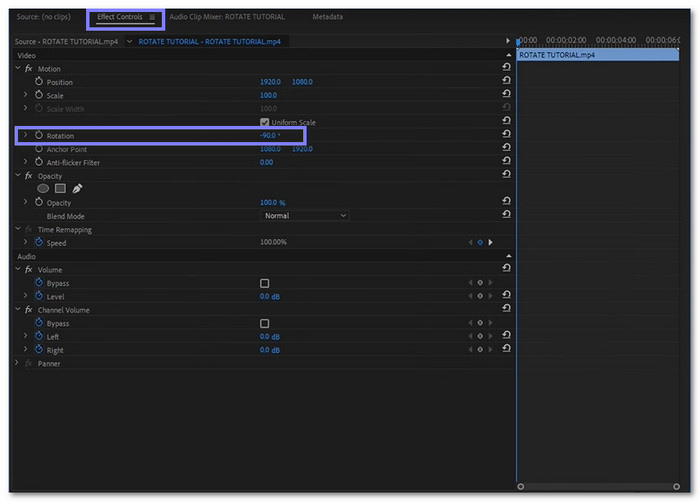 Basic Rotation to Rotate Video In Premiere-pro