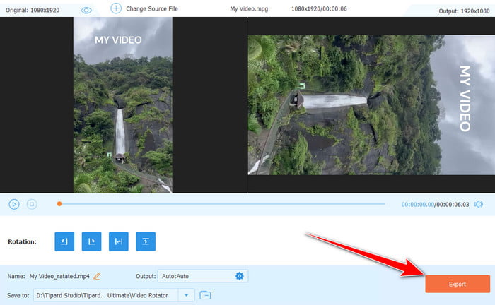 Export Rotated Video Tipard
