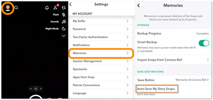 Turn On Auto Save to Memories