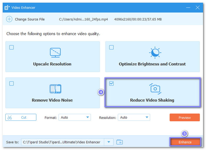 Enable Reduce Video Shaking