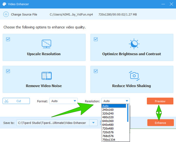 Tipard Stabilizer Video Resolution Export