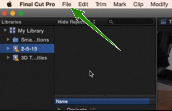 Импорт файла Cut Pro