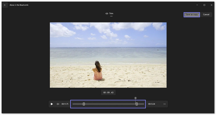 Photos App Trim A Video on Windows