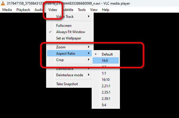 VLC Video Choose Aspect Ratio