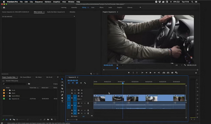 واجهة برنامج Adobe Premiere Pro