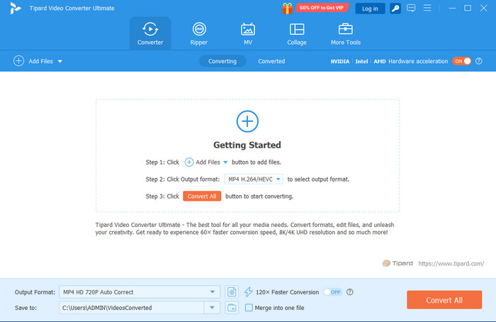 الواجهة النهائية لبرنامج Tipard Video Converter