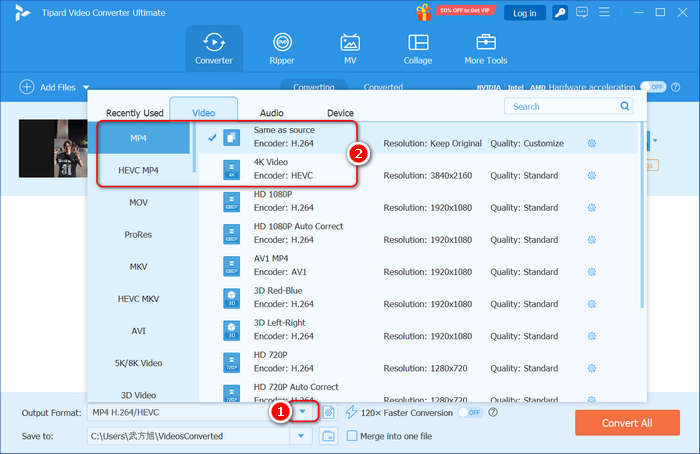 Choose MP4 Format Tipard