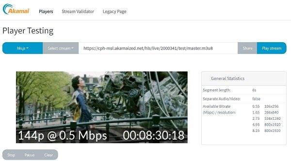 Akamai のオンライン m3u8 プレーヤー