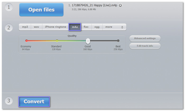 123Apps Audio Converter Convert M4P to M4A