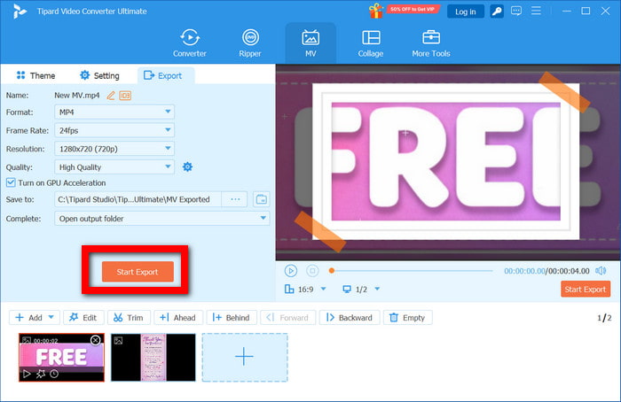 Start Export