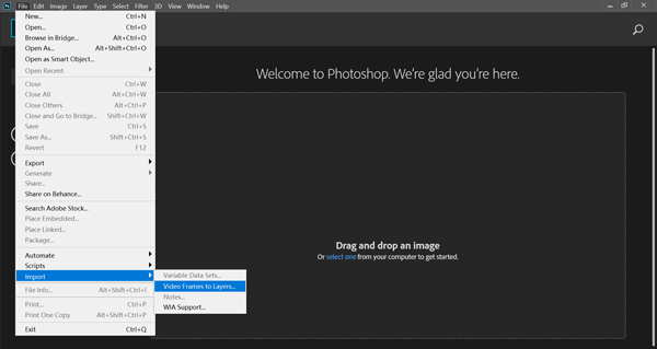 Importer video til Photoshop